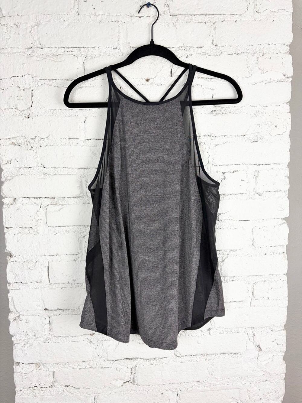 Lululemon Run Off Route Mesh Sides Black Grey Tank Top 8